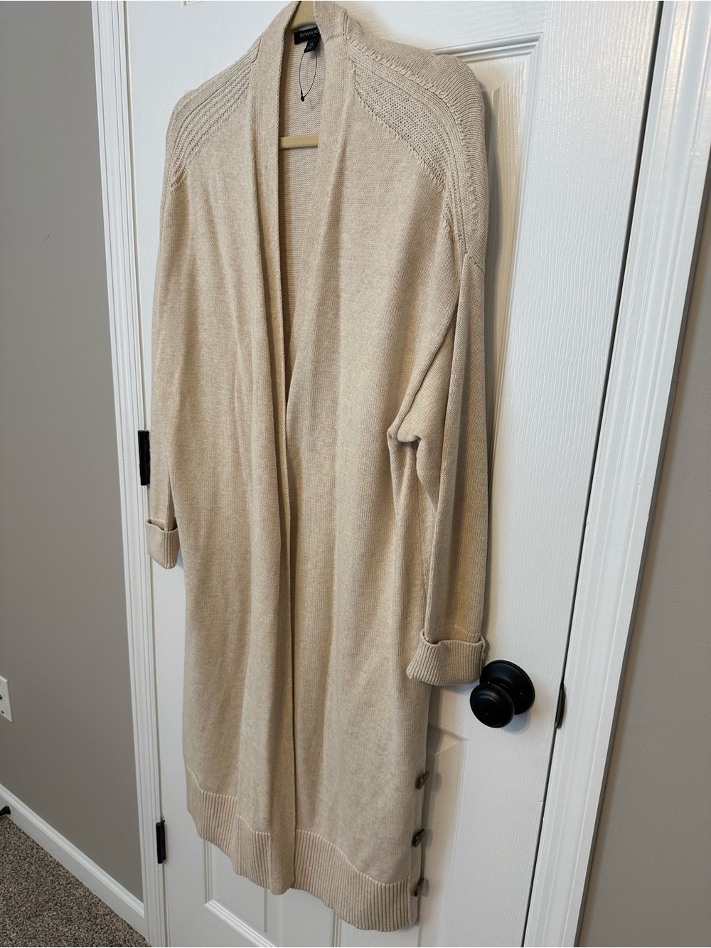 Banana Republic Cozy Open-Front Long Cardigan Sweater - Cream